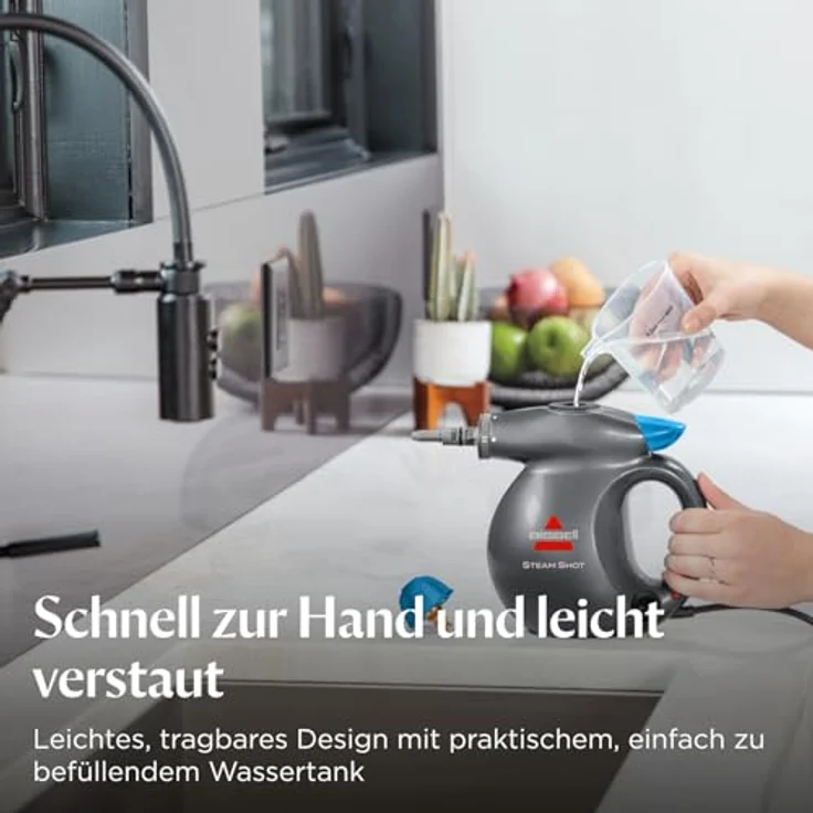 Bissell Steam Shot Dampfreiniger, kompaktes Handgerät für chemiefreie Reinigung, grau – Bild 6
