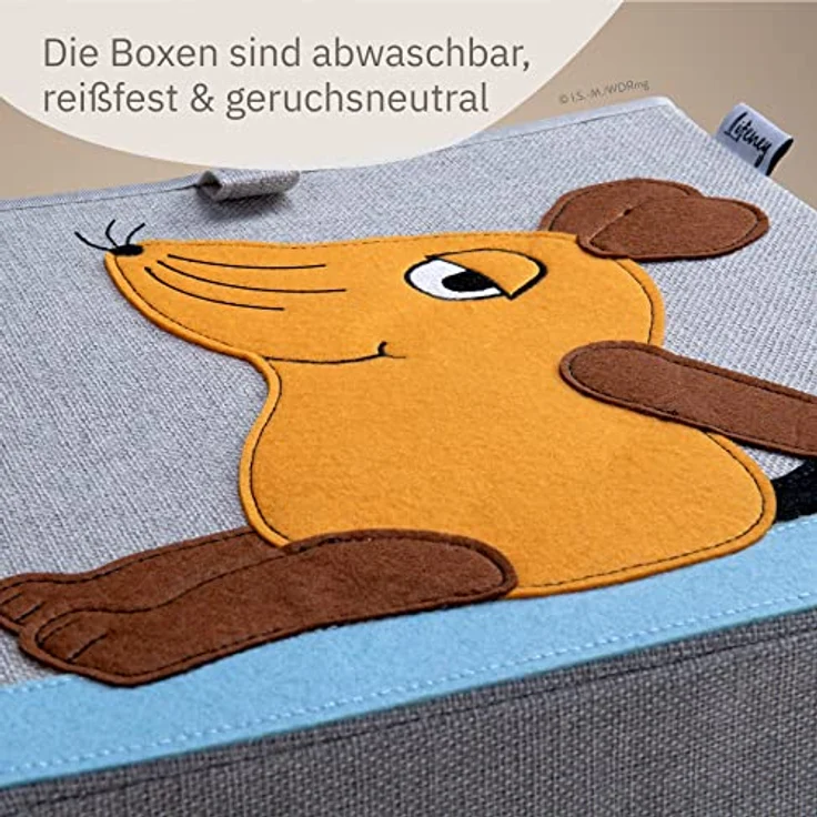 LIFENEY meets Die Maus 3x Aufbewahrungsbox mit Deckel für Kinder – Boxen mit der bekannten Maus und dem beliebten Elefanten im 3er Set – 30 x 30 x 30 cm passend für klassische Würfelregale – Bild 4