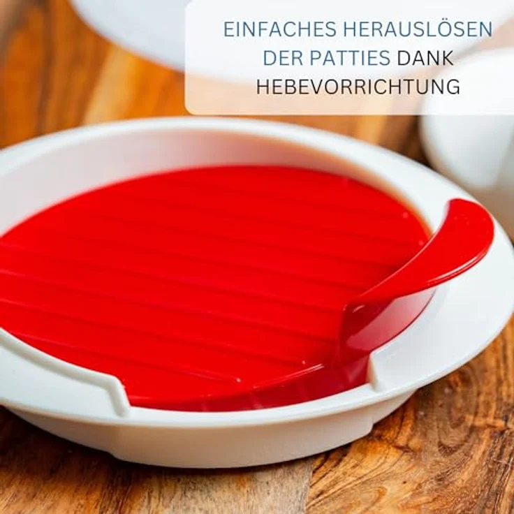 Westmark Hamburgermaker mit Patty-Hebevorrichtung, Hamburger-Presse, Innendurchmesser 11,5 cm, Kunststoff, Weiß-Rot, 62332260 – Bild 5