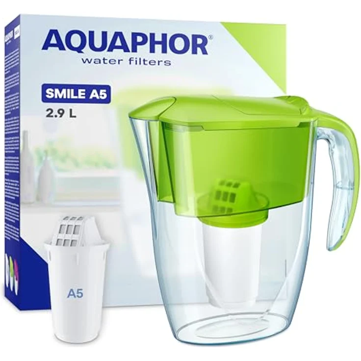 AQUAPHOR Smile hellgrün inkl. 1 A5 Filterkartusche-kompakter Wasserfilter zur Reduzierung von Kalk, Chlor & Schwermetallen, Kapazität 350 l, Kunststoff, Volumen 2,9 l – Bild 2