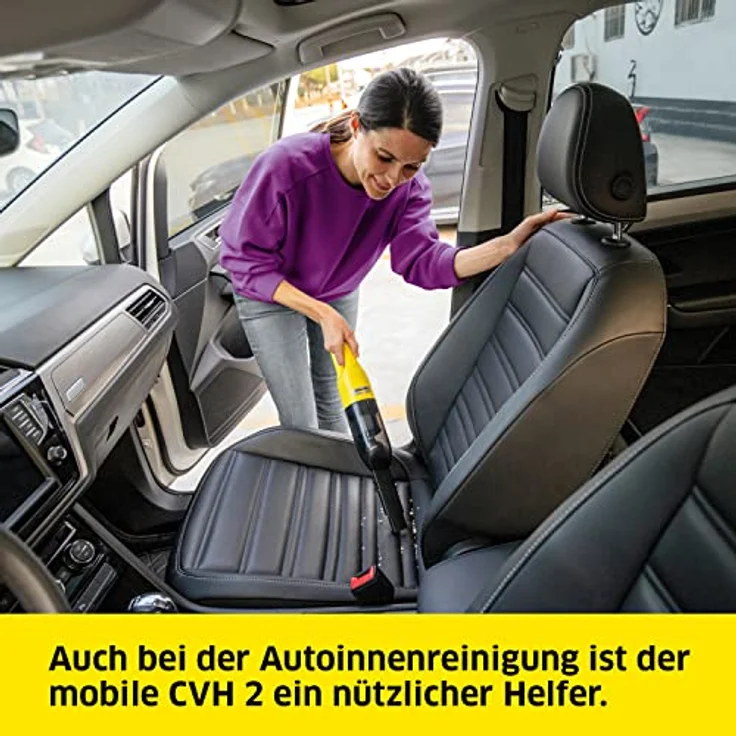 Kärcher Akku-Handstaubsauger CVH 2, kompakter und leichter Krümelsauger für den schnellen Einsatz, Staubbehälter: 0,15 l, Gewicht: 0,65 kg, inkl. 7,2 V Akku, USB-Ladegerät, 2-in-1-Fugendüse – Bild 4