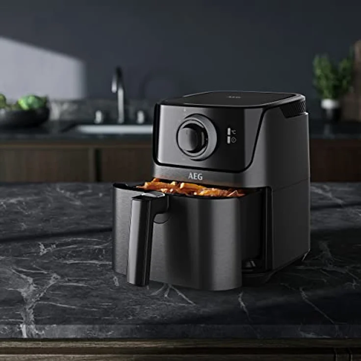 AEG AF5-1-4GB Heißluftfritteuse, ohne Öl, 1350 Watt, Thermostat, 2,5L, bis 200°C, schwarz – Bild 2