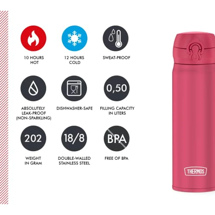 ULTRALIGHT BOTTLE deep pink mat 0,50l – Bild 4