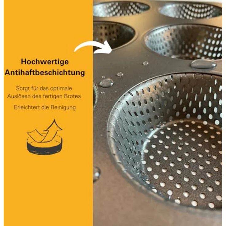 Birkmann RBV 210226, Backofen-Brötchenbackblech, Breite 32 cm, für 9 Stück – Bild 3