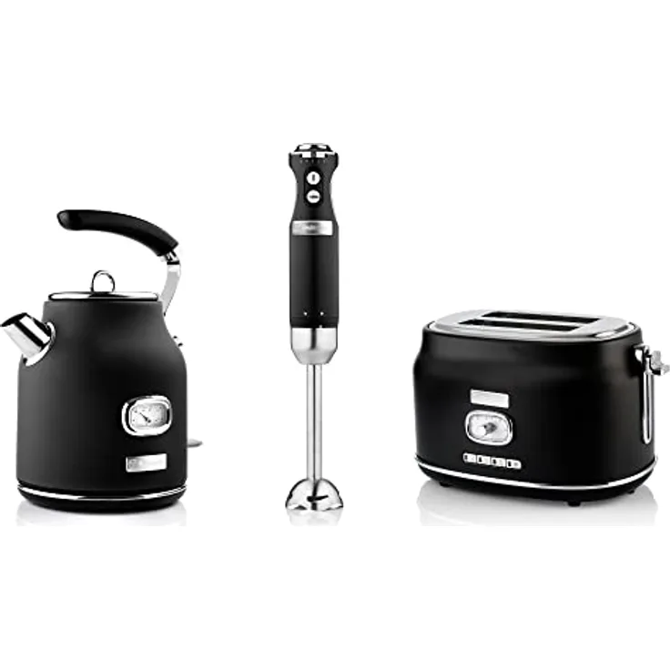 Westinghouse Retro Frühstücksset, 2-Schlitz Toaster, Wasserkocher, Stabmixer, Küchenmaschine