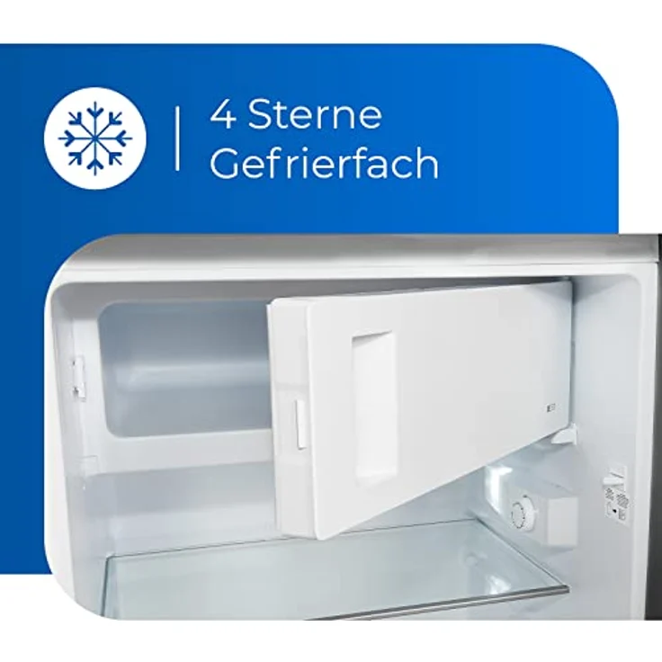 Exquisit Kühlschrank KS16-4-H-010D inoxlook | Kühlschrank mit Gefrierfach freistehend | 120 l Volumen | 4 Sterne Gefrieren | LED-Licht | 55 cm Breite – Bild 5