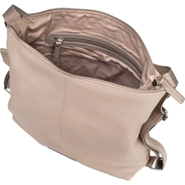 Burkely Soft Skylar Backpack Hobo, Handtasche in Grau, vielseitig tragbar als Rucksack oder Schultertasche, hochwertiges Rindsleder – Bild 3