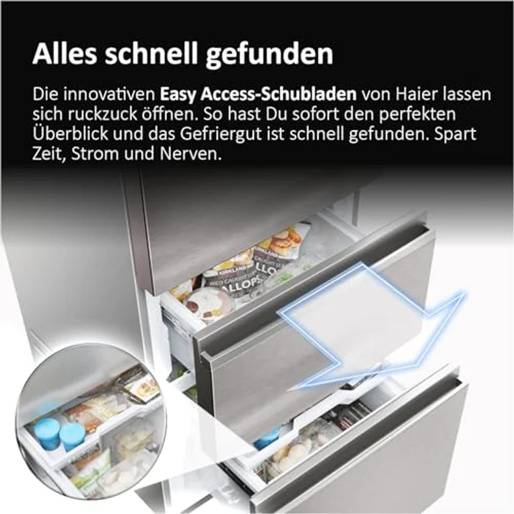 Haier HTR3620CNMG Kühl-Gefrierkombination, 414 l, Energieeffizienzklasse C, freistehend, Silber – Bild 4