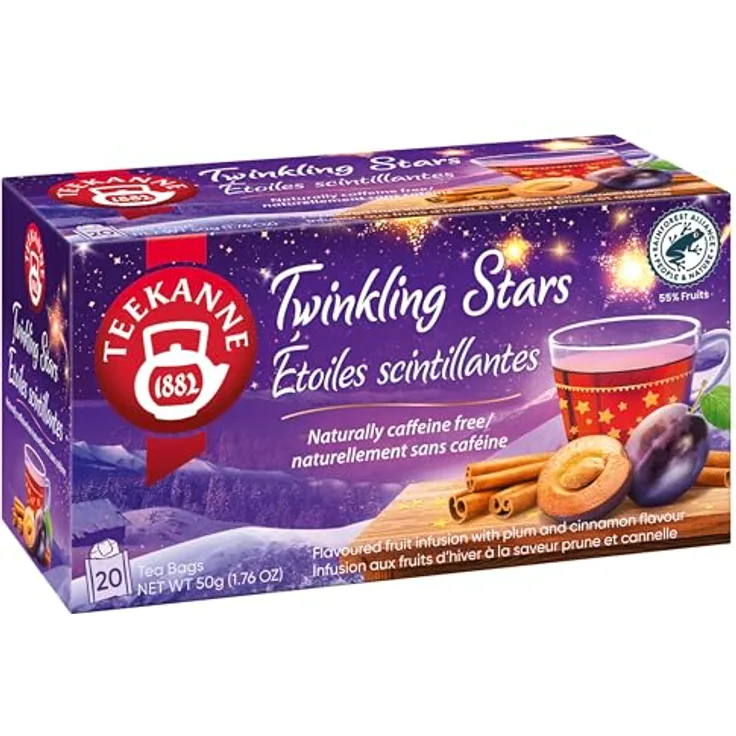 TEEKANNE Sternenleuchten Tee, Früchtetee mit Pflaumen- und Zimtaroma, 20 Teebeutel à 3,0 g