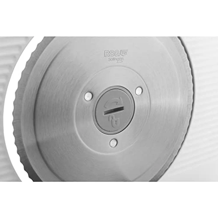 Eta PRESTO 209490000 Allesschneider, 150W, Schnittstärke 15 mm, Wellenschliffmesser, inkl. Restehalter, weiß – Bild 6