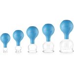 pulox Schröpfglas aus Echtglas 5er-Set inkl. Saugball 25 mm, 32 mm, 40 mm, 52 mm & 62 mm, Blau