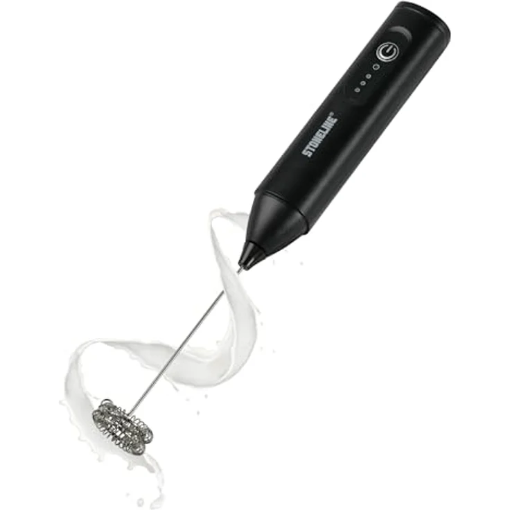 STONELINE Elektrischer Milchaufschäumer, USB C Aufladbar mit 3 Geschwindigkeitsstufen, Edelstahl Schneebesen Doppelfeder, Handmixer für Kaffee und Cocktails, Schwarz – Bild 2