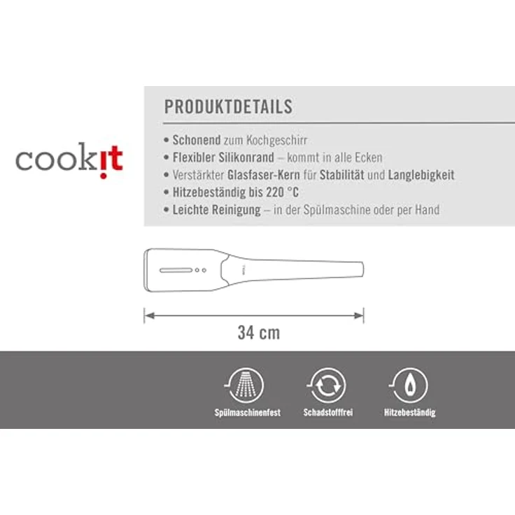 Woll Cook-It, Küchenzange mit flexibler Kelle, 6 cm breit, 30 cm lang, grau, hitzebeständig bis 220°, spülmaschinenfest – Bild 5