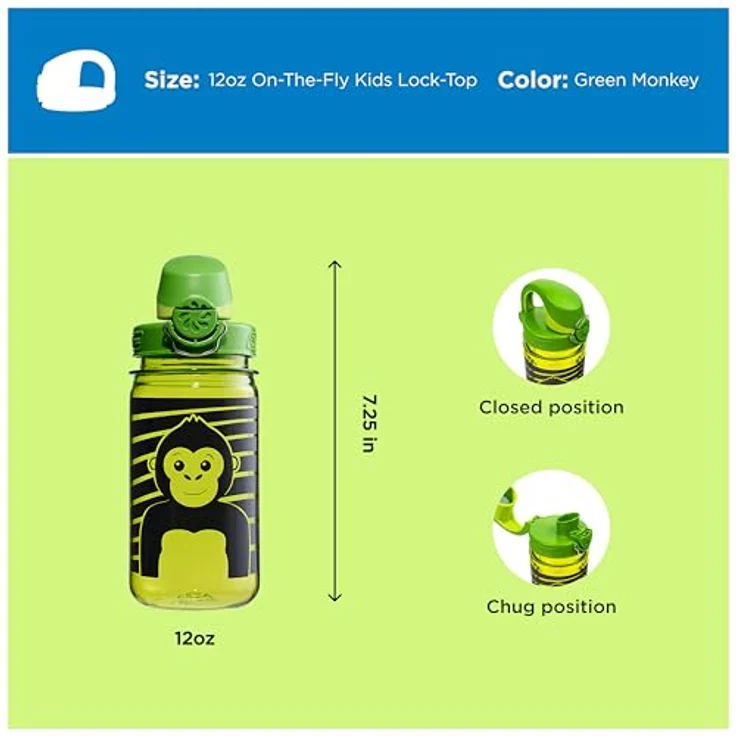 Nalgene OTF Kids Sustain, Kindertrinkflasche mit Einhanddruckverschluss, 0,35 L, BPA-frei und bruchfest – Bild 5