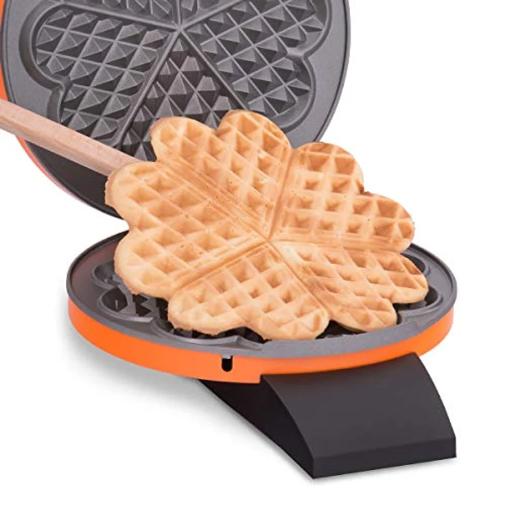 cloer 1627-15 Waffelautomat für klassische Herzchen-Waffeln - 930 W-Waffelgröße 15,5 cm-stufenlos wählbarer Bräunungsgrad, Orange – Bild 6