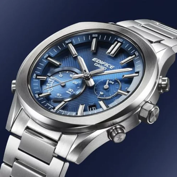 Casio EQB-1300D, Herren Chronograph Quarz Armbanduhr mit Solarbetrieb, Bluetooth-Konnektivität und Edelstahlarmband, blau – Bild 2