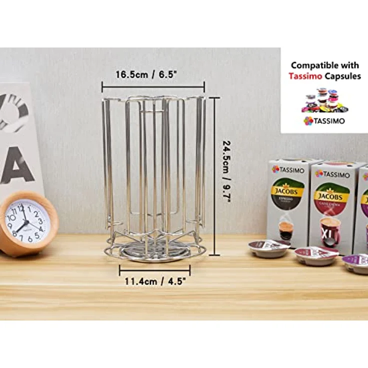Exzact Kaffeekapselhalter Kompatibel für Tassimo (52 x Kapseln) - Ständer für Kaffeekapseln Tassimo - 360° Drehbar und rutschfest - Kaffeepad Halterung – Bild 2