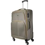 MY TRAVEL BAG Großer Koffer (75cm) Khaki, Stoff Reisekoffer Trolley Erweiterbar mit Zwillingsrollen, ultraleicht und robust