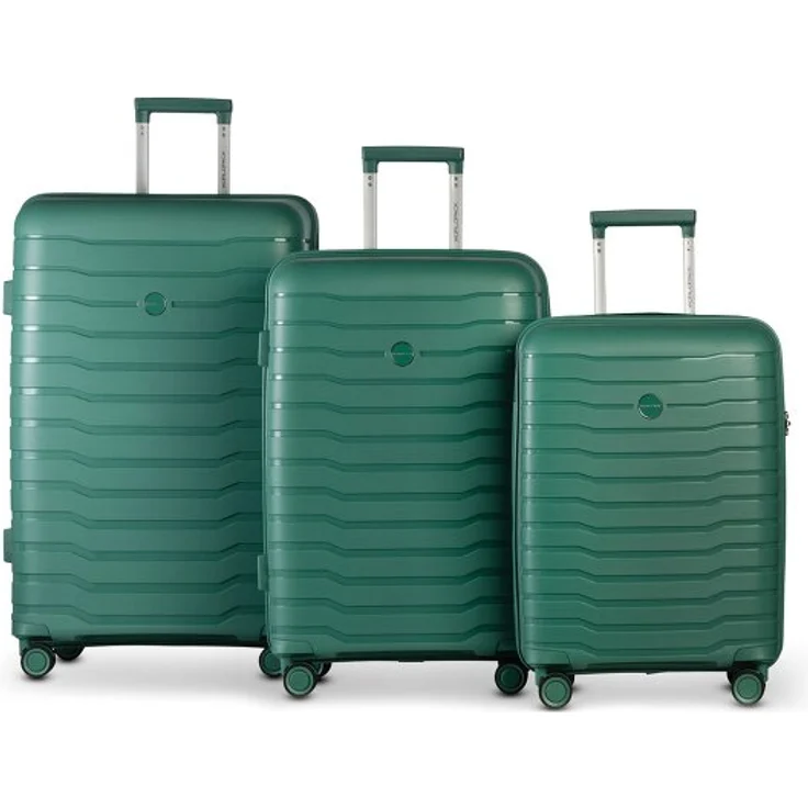 Worldpack Portland Kofferset 3-teilig, 4 Rollen, 100% Polypropylen, graugrün, Maße: 52 cm x 29 cm x 72 cm – Bild 1