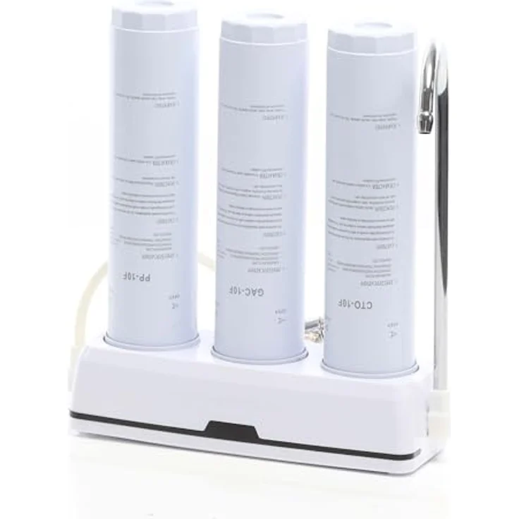 Naturewater NW-3-PPGACCTO 3 Stufen Counter Top Wasserfilter, 5 µ, PP Sediment, Aktivkohle Granulat, Aktivkohle Block Filtereinsatz, mit Universaladapter, Wasserhahn, naturewater – Bild 4