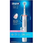 Oral-B PRO 3 3000 Elektrische Zahnbürste/Electric Toothbrush, 2 Sensitive Clean Aufsteckbürsten, 3 Putzmodi und visuelle 360° Andruckkontrolle für Zahnpflege, Geschenk Mann/Frau, weiß