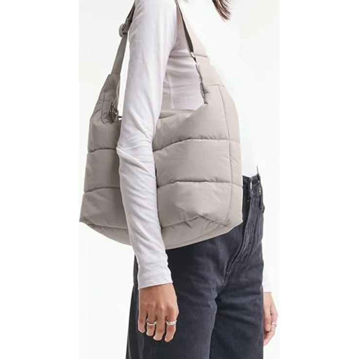 GOT BAG Puffer Square Bag Large Monochrome, umweltfreundliche Handtasche aus recycelten Materialien, grau, leicht und strapazierfähig – Bild 4