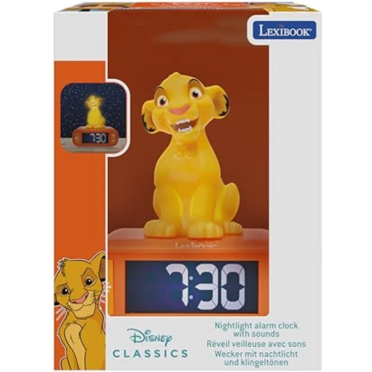 Lexibook Simba Nachtlicht-Wecker, Alarm Clock mit Geräuschen und LCD-Hintergrundbeleuchtung, RL800AN – Bild 5