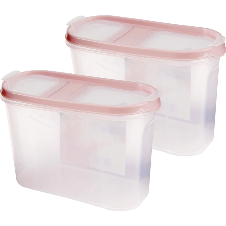 Bestlivings Frischhaltebox Schüttdose 1,4 Liter - 2er Pack ( 2 Stück ) Altrose, transparent, stapelbar, luftdichter Verschluss – Bild 1