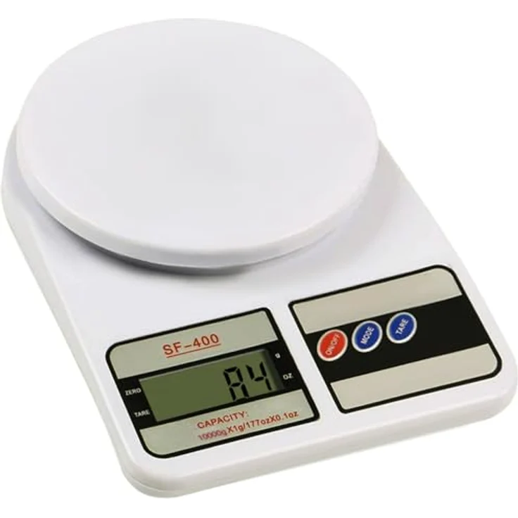 Ruhhy Elektronische Küchenwaage, digital, bis 10 kg mit 1 g Genauigkeit, weiß, inkl. 2 AAA-Batterien – Bild 1