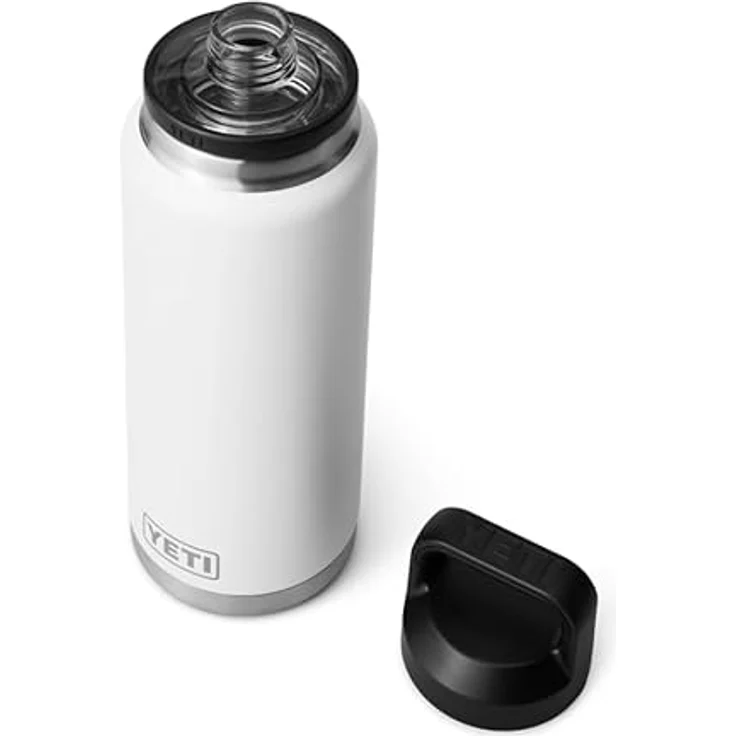 YETI Rambler Flasche 36 oz (1 L) mit Chug-Verschluss, 100 % auslaufsicher, doppelwandige Vakuumisolierung, Edelstahl, weiß – Bild 1