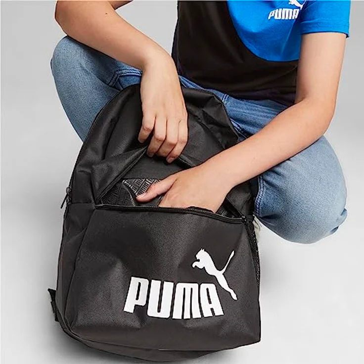 PUMA Phase Rucksack, Freizeitrucksack für Erwachsene mit Hauptfach und gepolsterten Schulterriemen, schwarz – Bild 3