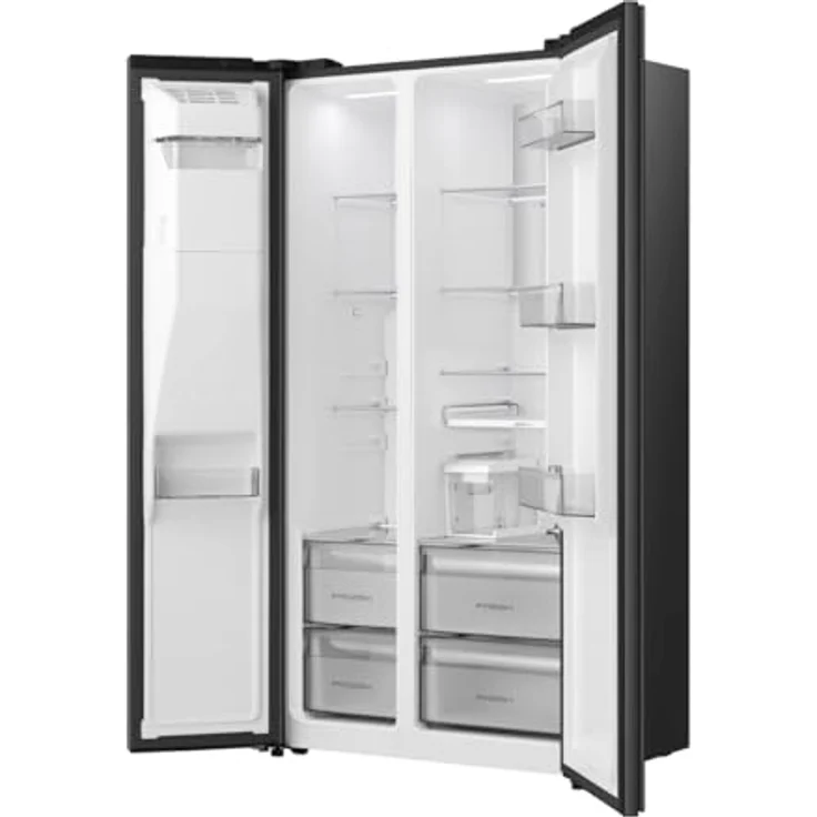 Hisense Freistehender Side-by-Side-Kühlschrank, 528 l, Amerikanische Tür, Schwarz, 2 Türen, Berührung, LED – Bild 7