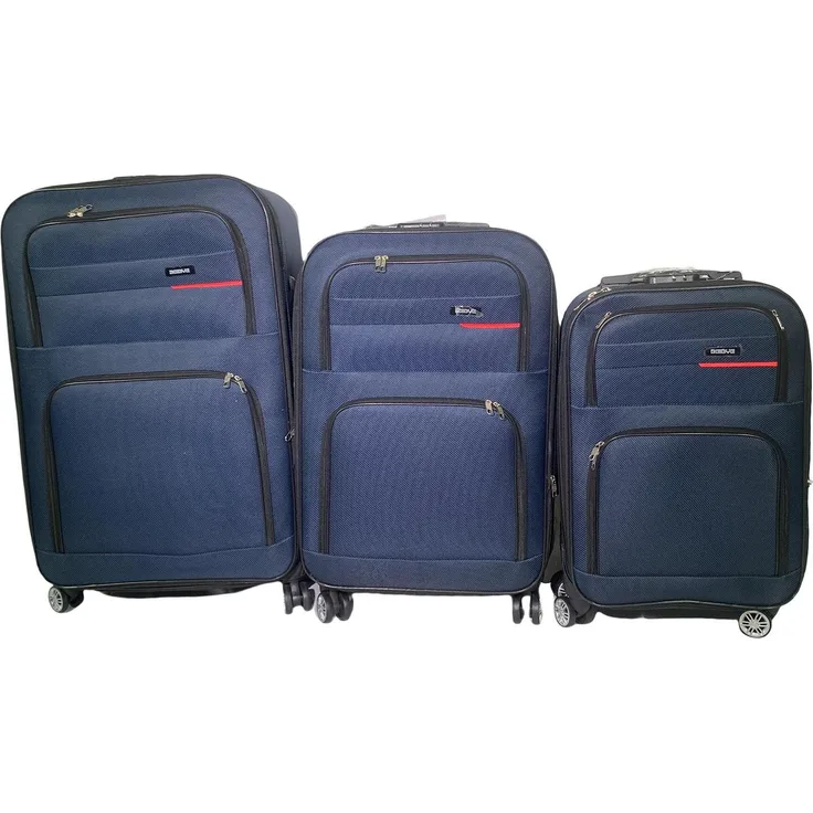 HTI-Living 3-teiliges Softkoffer-Set mit Teleskopstange und 4 Doppelrollen, Blau, (120 l)