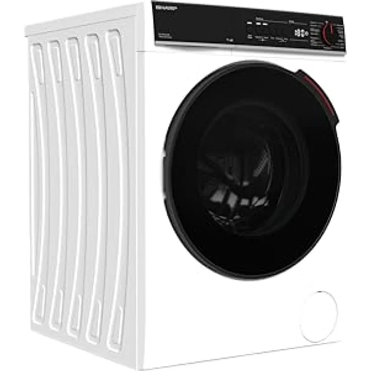 SHARP ES-PRO214WA-DE Waschmaschine Frontlader, 12kg, 1400U/min, Inverter, 15 Programme inklusive 60 Minuten Kurzprogramm, Dampffunktion, WiFi, AquaStop, Weiß – Bild 2
