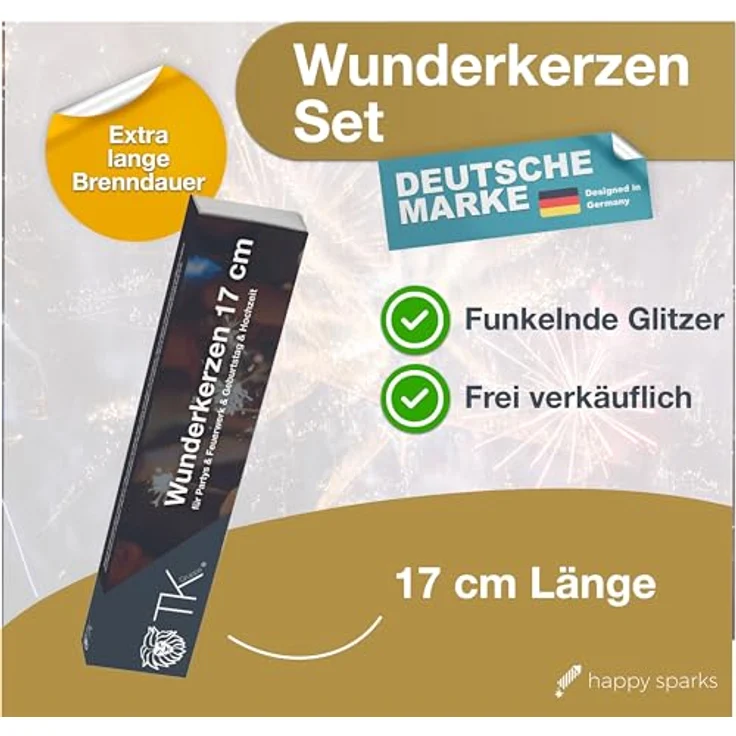 happy sparks® 200x Wunderkerzen 17 cm - Sternspritzer & Geburtstagskerzen für Partys & Hochzeit & Geburtstag - Silvester für Jugendlichen & Kinder – Bild 2