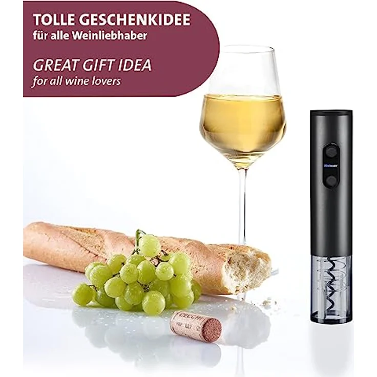 Westmark Korkenzieher Vasco – elektrischer Weinöffner für Weinflaschen mit Korken, müheloses Korkenziehen durch Einhandbedienung, 4xAA-Batterien nötig – rostfreier Stahl, Aluminium – Bild 5