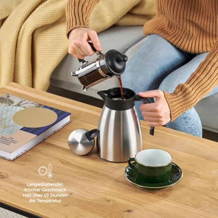 Blumtal Thermoskanne 1l - BPA-freie Edelstahl Teekanne mit Quick Tip Verschluss, auslaufsicher und langanhaltender Isolation, rot – Bild 5