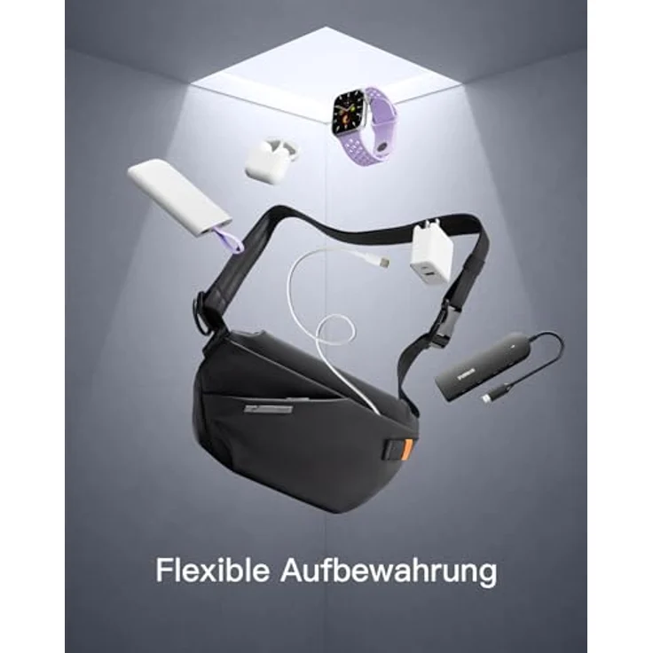 Inateck Gürteltasche 3,8 L, Leichte Crossbody Umhängetasche in Schwarz mit Wasserabweisendem Material und Verstellbarem Schultergurt – Bild 9