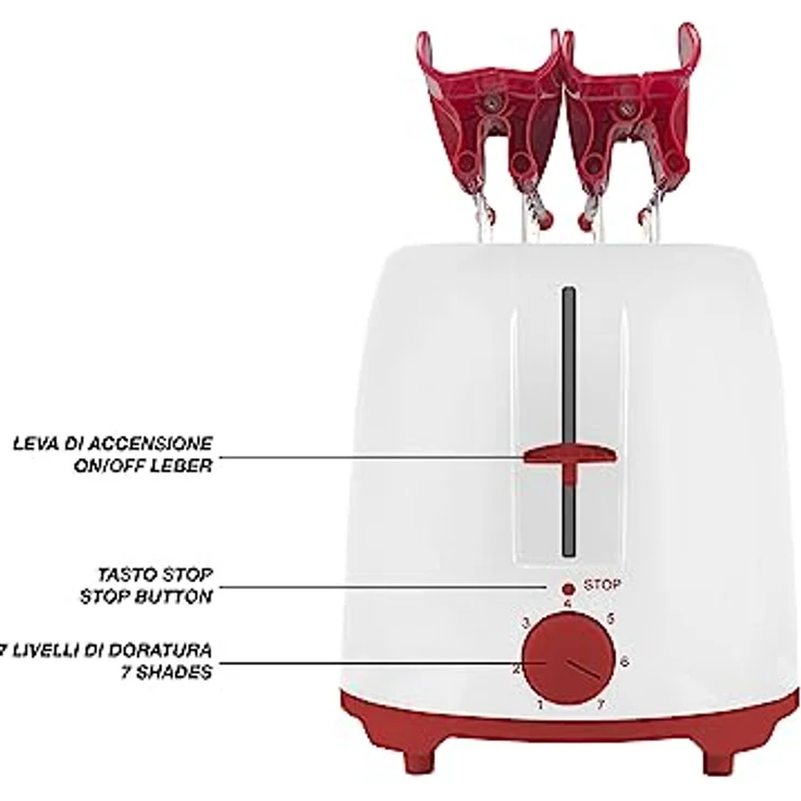 BEPER P101TOS100 Toaster mit Edelstahlzange, 7 Bräunungsstufen, Krümelschublade, 2 breite Schlitze – Bild 3