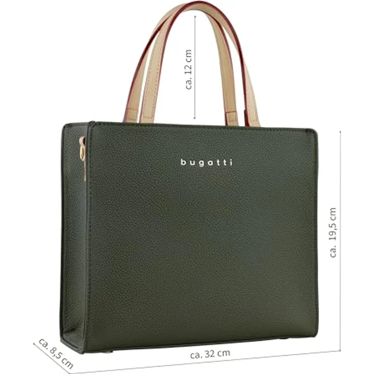 bugatti Ella Handtasche, Henkeltasche aus 100% Polyurethan, oliv, 22.5 cm x 7 cm x 19 cm – Bild 2
