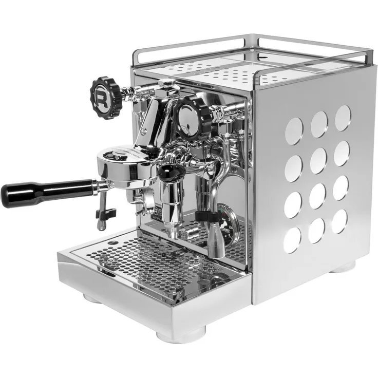 Rocket Espresso Siebträgermaschine Appartamento Edelstahl / weiß, Milchaufschäumdüse, Zweikreiser, 2,5L Wassertank