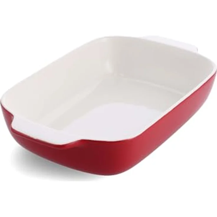 KitchenAid Stoneware Backform Rechteckig mit Bambusdeckel, Antihaftbeschichtung, PFAS-Frei, 32 cm/3,8L, Ofenfest bis 260°C, Spülmaschinenfest, Imperium Rot – Bild 1