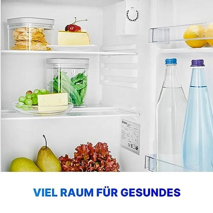 Bomann® Mini Kühlschrank mit 58 Liter Nutzinhalt | Kühlschrank klein mit 2 herausnehmbaren Glasablagen | Mini Fridge mit stufenloser Temperaturregelung u. wechselbarem Türanschlag | KB 7347 weiß – Bild 2