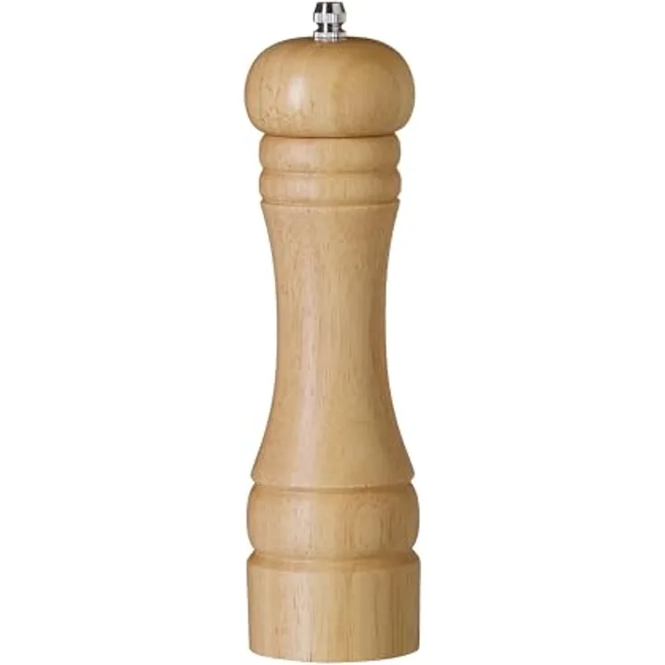 HENDI Pfeffermühle, Pfefferstreuer mit Edelstahl-Mahlwerk, einstellbar, 57x(H)215mm, aus hellem Holz
