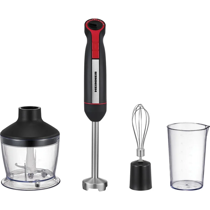 Heinner HHB-DC1200BKRD Pürierstab, 1200 W, 0,6 l, Edelstahlmesser, Schwarz-Rot-Weiß