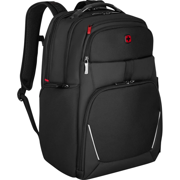 Wenger Meteor 17 Laptop Rucksack, Triple Protect Fach für Laptops bis 17 Zoll, separates 10 Zoll Tablet-Fach, herausnehmbares Organisationspanel, schwarz