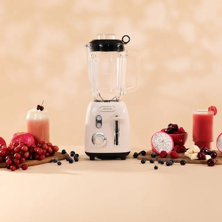 Cecotec Standmixer Retro Power Black Titanium RetroBeige, 1200W, 2 Geschwindigkeiten, 4-blättrige Titan-Klinge, 1,5L Krug, Vintage-Design in Beige – Bild 2