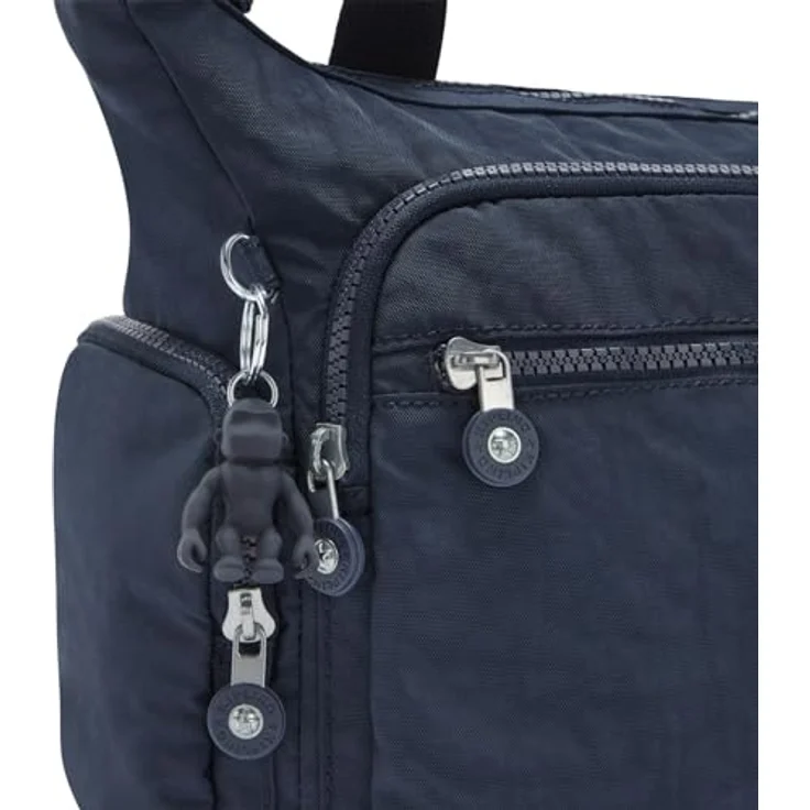 Kipling Gabbie Umhängetasche, Damen-Handtasche aus Polyamid mit Reißverschlussfach und Steckfächern, 35,5 cm, Blau – Bild 5