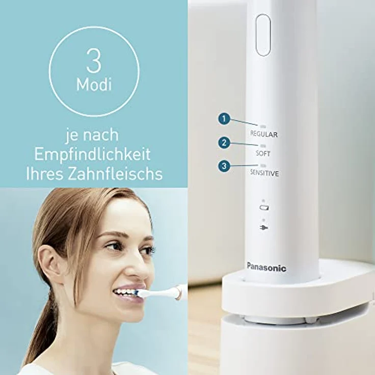 Panasonic EW-DC12 Elektrische Zahnbürste mit Schallschwingungen, 3 Verwendungsmodi, horizontal, perfekt für die Pflege von Zahnfleischtaschen, Weiß-Rosé – Bild 5