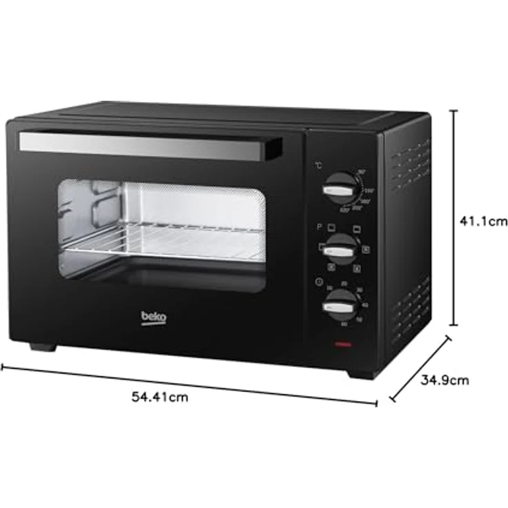 Beko BMOF38B, Minibackofen mit 38 Liter Fassungsvermögen, Heißluftzirkulation und 60-Minuten-Timer, schwarz – Bild 4